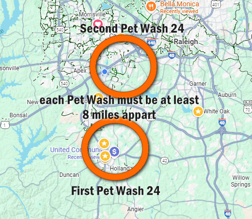 pet wash map